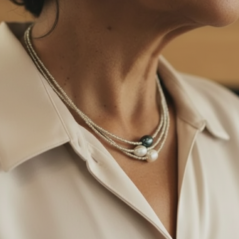 Perla Collana bellissimo con stile unico