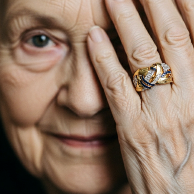 Oro Anello bellissimo con stile unico