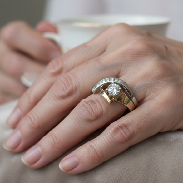 Oro Anello artigianale delicato